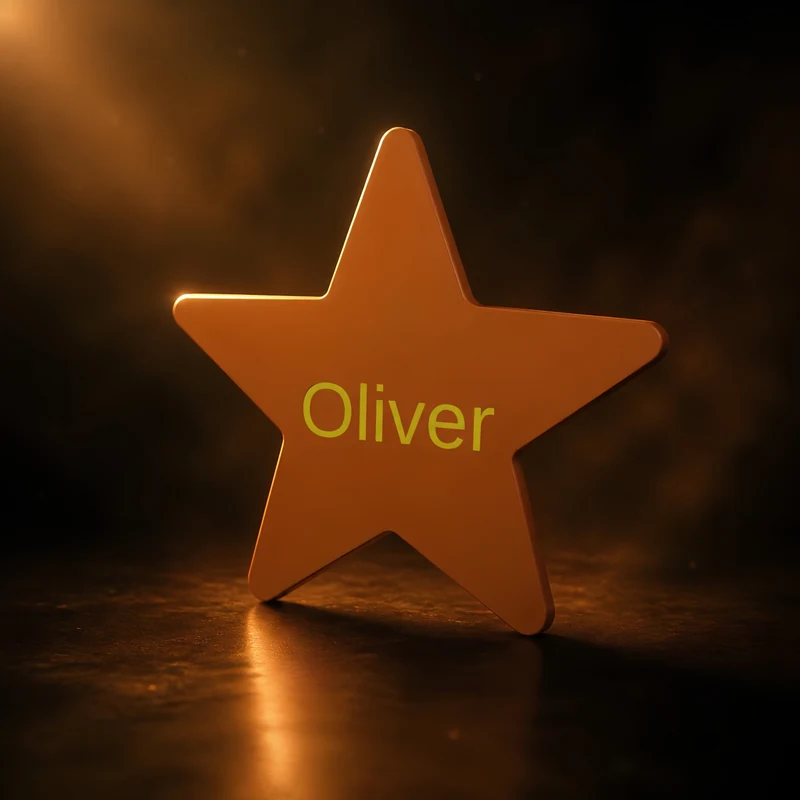 Nombre: Oliver — Placa con nombre para el soporte de cuencos
