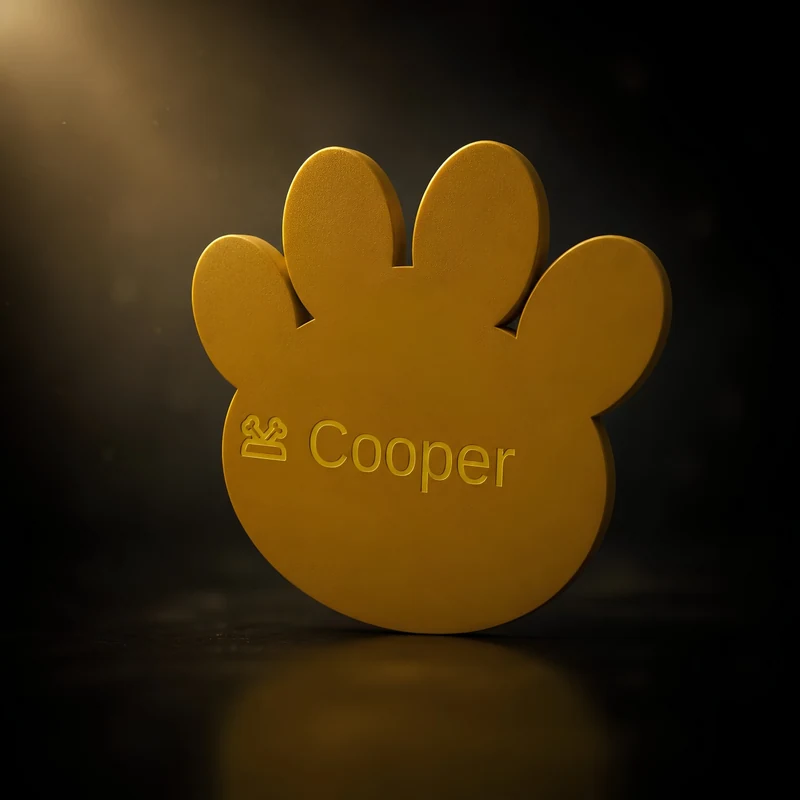 Cooper mit Hundenapf – Namensschild für den Napfständer