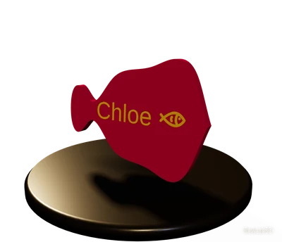 Chloe mit Fisch – Namensschild für den Napfständer