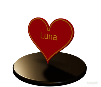 Heart with a 1 mm outline — Name plate for a pet bowl stand