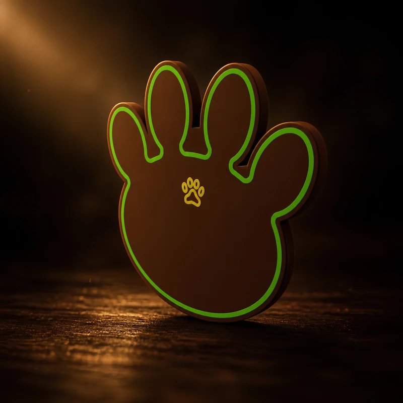Paw with a 1 mm outline — Name plate for a pet bowl stand
